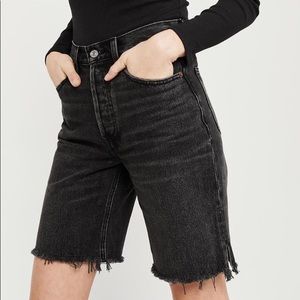 “vintage” long denim shorts